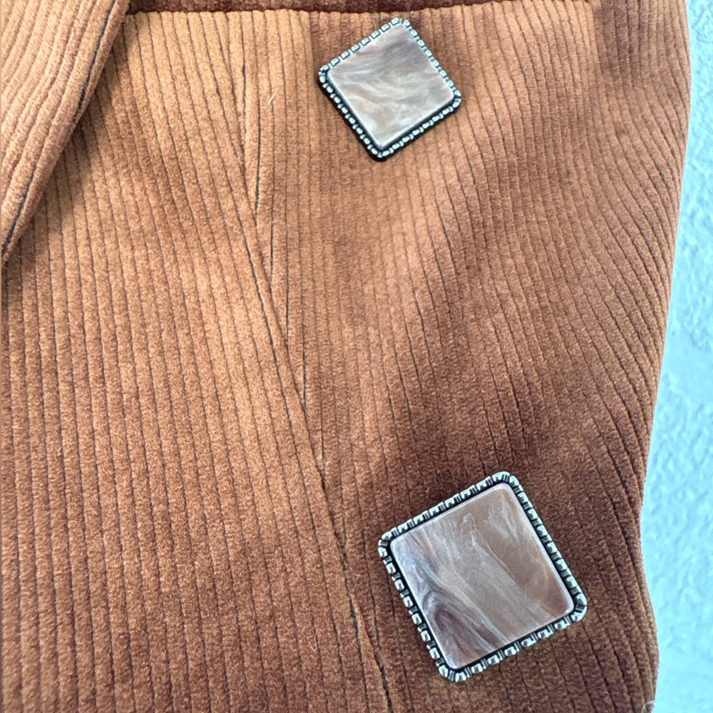Oo La La Brown Velour Blazer Jacket Paisley Lining Peak Lapels Small - Picture 5 of 9